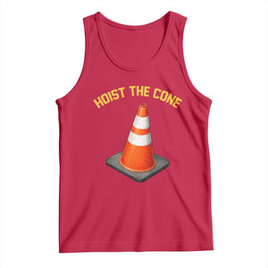 Vintage Hoist The Cone Victory Graphic Tank Top Funny Baseball Fan Pride Celebration IYKYK Meme TS02 Red Print Your Wear