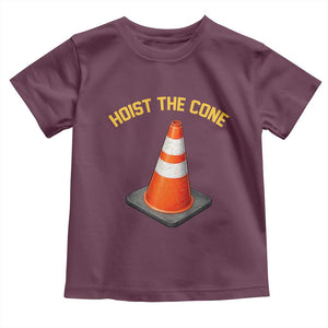 Vintage Hoist The Cone Victory Graphic Toddler T Shirt Funny Baseball Fan Pride Celebration IYKYK Meme TS02 Maroon Print Your Wear