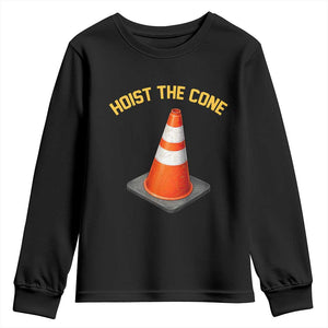 Vintage Hoist The Cone Victory Graphic Youth Sweatshirt Funny Baseball Fan Pride Celebration IYKYK Meme TS02 Black Print Your Wear