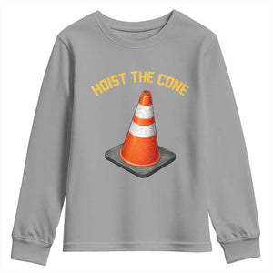 Vintage Hoist The Cone Victory Graphic Youth Sweatshirt Funny Baseball Fan Pride Celebration IYKYK Meme TS02 Sport Gray Print Your Wear