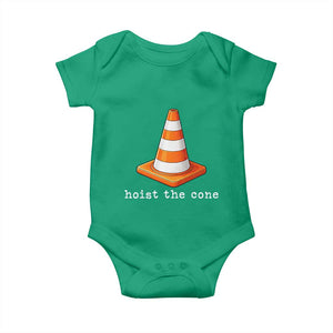 Minimalist Hoist The Cone Typography Baby Onesie Funny Baseball Fan Pride Celebration IYKYK Meme TS02 Irish Green Print Your Wear