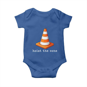 Minimalist Hoist The Cone Typography Baby Onesie Funny Baseball Fan Pride Celebration IYKYK Meme TS02 Royal Blue Print Your Wear