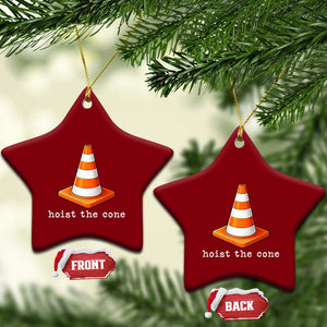 Minimalist Hoist The Cone Typography Ceramic Ornament Funny Baseball Fan Pride Celebration IYKYK Meme TS02 Print Your Wear