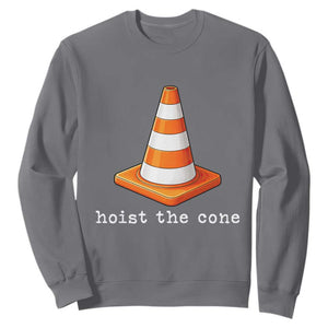 Minimalist Hoist The Cone Typography Sweatshirt Funny Baseball Fan Pride Celebration IYKYK Meme TS02 Charcoal Print Your Wear