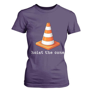 Minimalist Hoist The Cone Typography T Shirt For Women Funny Baseball Fan Pride Celebration IYKYK Meme TS02 Purple Print Your Wear