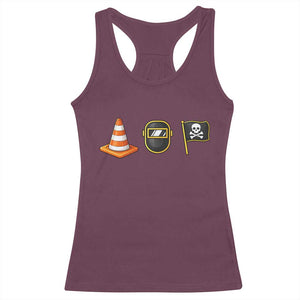 Pittsburgh Victory Icons Rebus Graphic IYKYK Meme Racerback Tank Top Hoist The Cone Welding Mask Jolly Roger Flag TS02 Maroon Print Your Wear