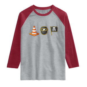 Pittsburgh Victory Icons Rebus Graphic IYKYK Meme Raglan Shirt Hoist The Cone Welding Mask Jolly Roger Flag TS02 Heather Gray Heather Red Print Your Wear