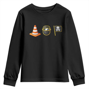 Pittsburgh Victory Icons Rebus Graphic IYKYK Meme Youth Sweatshirt Hoist The Cone Welding Mask Jolly Roger Flag TS02 Black Print Your Wear