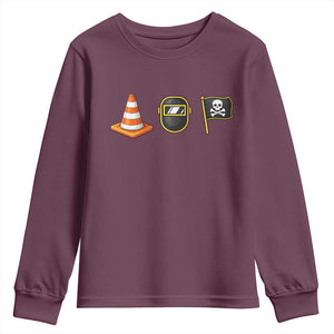 Pittsburgh Victory Icons Rebus Graphic IYKYK Meme Youth Sweatshirt Hoist The Cone Welding Mask Jolly Roger Flag TS02 Maroon Print Your Wear