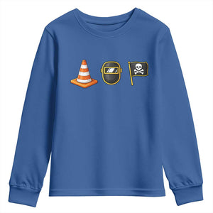 Pittsburgh Victory Icons Rebus Graphic IYKYK Meme Youth Sweatshirt Hoist The Cone Welding Mask Jolly Roger Flag TS02 Royal Blue Print Your Wear