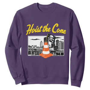Pittsburgh Skyline Victory Hoist The Cone Meme Sweatshirt Funny Sports Fan Celebration TS02 Purple Print Your Wear