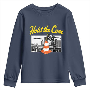 Pittsburgh Skyline Victory Hoist The Cone Meme Youth Sweatshirt Funny Sports Fan Celebration TS02 Navy Print Your Wear