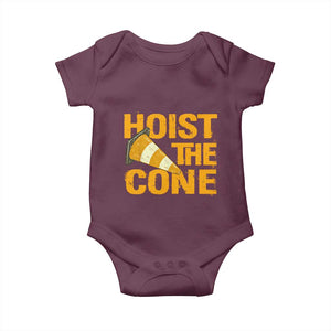 Vintage Hoist The Cone Distressed Graphic Baby Onesie Funny Sports Meme Baseball Fan Victory Celebration TS02 Maroon Print Your Wear