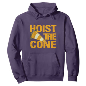 Vintage Hoist The Cone Distressed Graphic Hoodie Funny Sports Meme Baseball Fan Victory Celebration TS02 Purple Print Your Wear