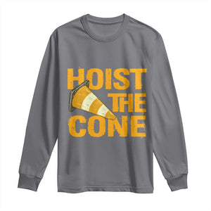 Vintage Hoist The Cone Distressed Graphic Long Sleeve Shirt Funny Sports Meme Baseball Fan Victory Celebration TS02 Charcoal Print Your Wear