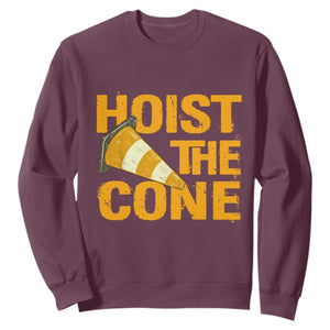 Vintage Hoist The Cone Distressed Graphic Sweatshirt Funny Sports Meme Baseball Fan Victory Celebration TS02 Maroon Print Your Wear