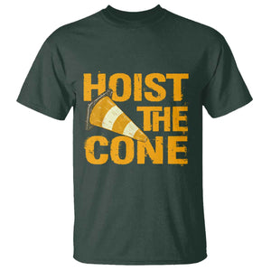 Vintage Hoist The Cone Distressed Graphic T Shirt Funny Sports Meme Baseball Fan Victory Celebration TS02 Dark Forest Green Print Your Wear