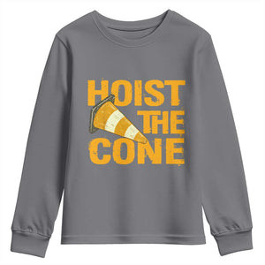 Vintage Hoist The Cone Distressed Graphic Youth Sweatshirt Funny Sports Meme Baseball Fan Victory Celebration TS02 Charcoal Print Your Wear