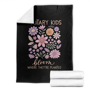 Military Kids Bloom Where They are Planted Throw Blanket Purple Up Month of the Military Child Floral Empowerment TS02 Black Print Your Wear