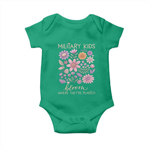 Military Kids Bloom Where They are Planted Baby Onesie Purple Up Month of the Military Child Floral Empowerment TS02 Irish Green Print Your Wear