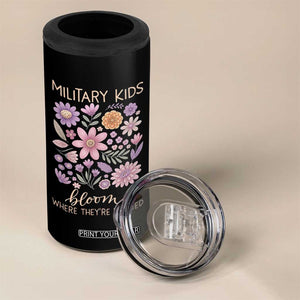 Military Kids Bloom Where They are Planted 4 in 1 Can Cooler Tumbler Purple Up Month of the Military Child Floral Empowerment TS02 Print Your Wear