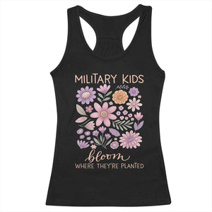 Military Kids Bloom Where They are Planted Racerback Tank Top Purple Up Month of the Military Child Floral Empowerment TS02 Black Print Your Wear