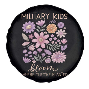 Military Kids Bloom Where They are Planted Spare Tire Cover Purple Up Month of the Military Child Floral Empowerment TS02 Print Your Wear