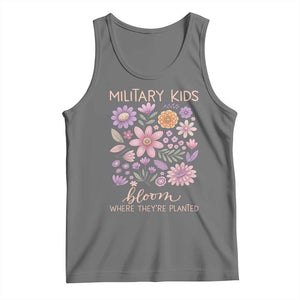 Military Kids Bloom Where They are Planted Tank Top Purple Up Month of the Military Child Floral Empowerment TS02 Black Heather Print Your Wear
