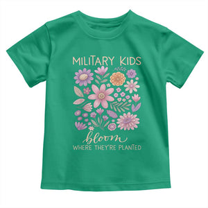 Military Kids Bloom Where They are Planted Toddler T Shirt Purple Up Month of the Military Child Floral Empowerment TS02 Irish Green Print Your Wear