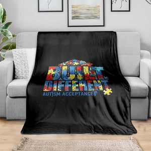 Built Different Autism Acceptance Puzzle Piece Graphic Throw Blanket Inspirational Neurodiversity Support TS02 Print Your Wear