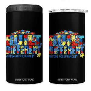Built Different Autism Acceptance Puzzle Piece Graphic 4 in 1 Can Cooler Tumbler Inspirational Neurodiversity Support TS02 One Size: 16 oz Black Print Your Wear