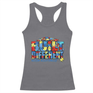 Built Different Autism Acceptance Puzzle Piece Graphic Racerback Tank Top Inspirational Neurodiversity Support TS02 Charcoal Print Your Wear