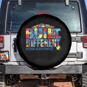 Built Different Autism Acceptance Puzzle Piece Graphic Spare Tire Cover Inspirational Neurodiversity Support TS02 No hole Black Print Your Wear