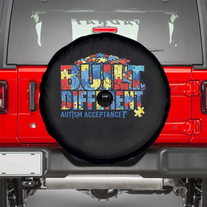 Built Different Autism Acceptance Puzzle Piece Graphic Spare Tire Cover Inspirational Neurodiversity Support TS02 Black Print Your Wear