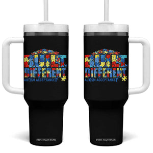 Built Different Autism Acceptance Puzzle Piece Graphic Tumbler With Handle Inspirational Neurodiversity Support TS02 One Size: 40 oz Black Print Your Wear