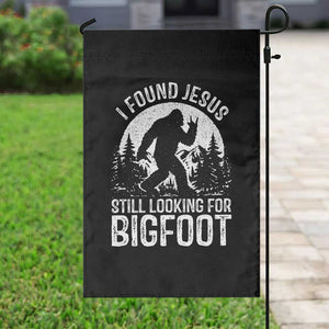 Funny Christian Sasquatch Garden Flag I Found Jesus Still Looking for Bigfoot Vintage Distressed Graphic TS02 Print Your Wear