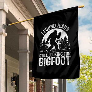 Funny Christian Sasquatch Garden Flag I Found Jesus Still Looking for Bigfoot Vintage Distressed Graphic TS02 Print Your Wear