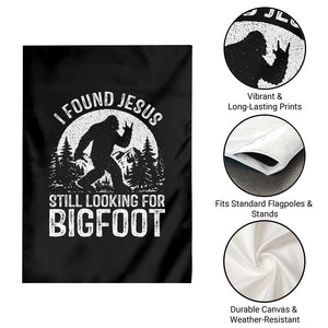 Funny Christian Sasquatch Garden Flag I Found Jesus Still Looking for Bigfoot Vintage Distressed Graphic TS02 Print Your Wear