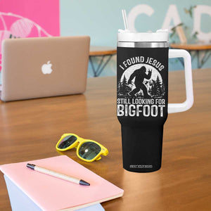 Funny Christian Sasquatch Tumbler With Handle I Found Jesus Still Looking for Bigfoot Vintage Distressed Graphic TS02 Print Your Wear
