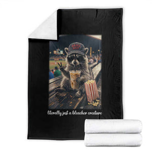 Literally Just A Bleacher Creature Funny Raccoon Baseball Graphic Throw Blanket Cool Game Day Fan Gift TS02 Black Print Your Wear