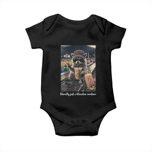 Literally Just A Bleacher Creature Funny Raccoon Baseball Graphic Baby Onesie Cool Game Day Fan Gift TS02 Black Print Your Wear