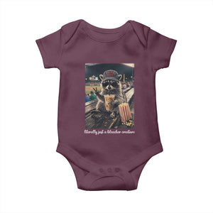 Literally Just A Bleacher Creature Funny Raccoon Baseball Graphic Baby Onesie Cool Game Day Fan Gift TS02 Maroon Print Your Wear
