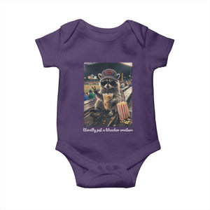 Literally Just A Bleacher Creature Funny Raccoon Baseball Graphic Baby Onesie Cool Game Day Fan Gift TS02 Purple Print Your Wear