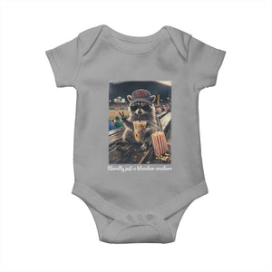 Literally Just A Bleacher Creature Funny Raccoon Baseball Graphic Baby Onesie Cool Game Day Fan Gift TS02 Sport Gray Print Your Wear