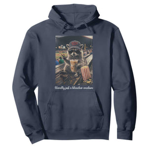 Literally Just A Bleacher Creature Funny Raccoon Baseball Graphic Hoodie Cool Game Day Fan Gift TS02 Navy Print Your Wear