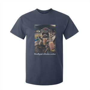 Literally Just A Bleacher Creature Funny Raccoon Baseball Graphic T Shirt For Kid Cool Game Day Fan Gift TS02 Navy Print Your Wear