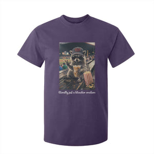 Literally Just A Bleacher Creature Funny Raccoon Baseball Graphic T Shirt For Kid Cool Game Day Fan Gift TS02 Purple Print Your Wear