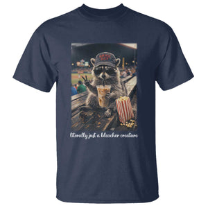 Literally Just A Bleacher Creature Funny Raccoon Baseball Graphic T Shirt Cool Game Day Fan Gift TS02 Navy Print Your Wear