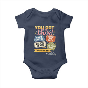 Retro Test Day Motivation You Got This Baby Onesie Rock The Test Believe In You Inspirational Teacher TS02 Navy Print Your Wear