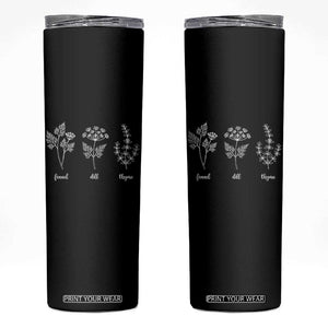 Fennel Dill Thyme Subtle FDT Skinny Tumbler Botanical Herb Line Art Political Satire TS02 Black Print Your Wear